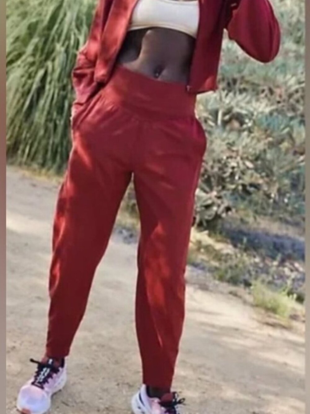NWT Free People Never Better Structured Sweatpants in Crimson - Picture 2 of 5